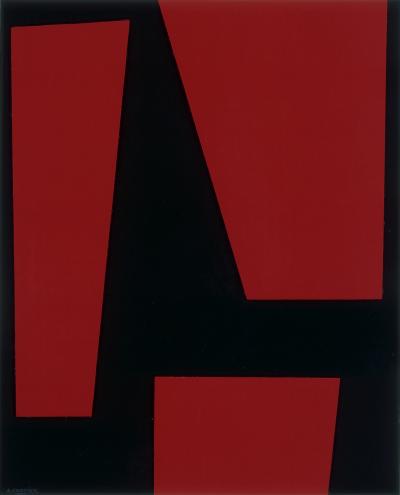 Abstracte compositie rood-zwart