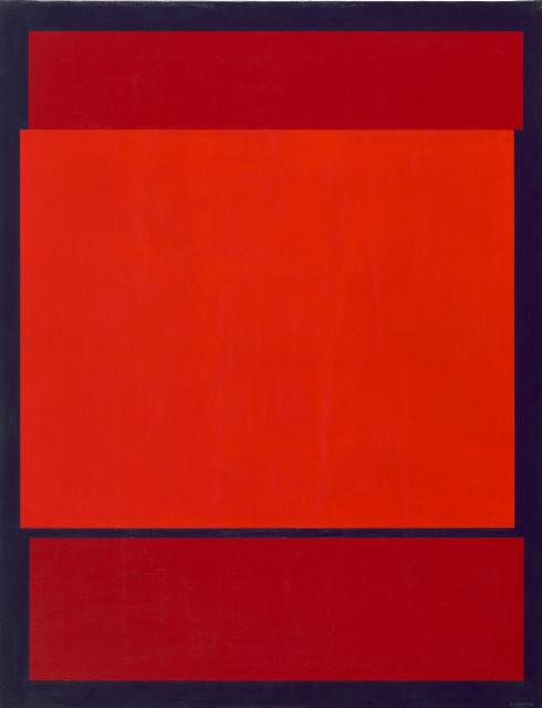 Compositie met twee kleuren rood en blauw