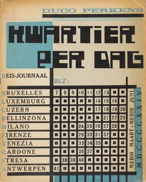 Kwartier per dag: reis-journaal; typografiese schikking en verluchting van Jozef Peeters (kaft)
