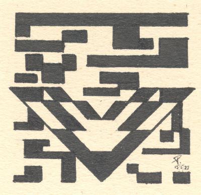Ontwerp van een logo voor briefpapier van de kring "Moderne kunst" 