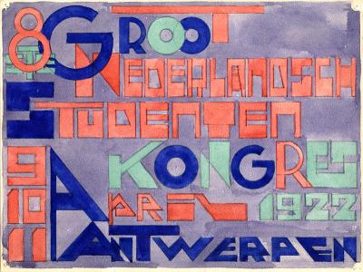 Afficheontwerp voor het "8ste Groot Nederlandsch Studentenkongres" 