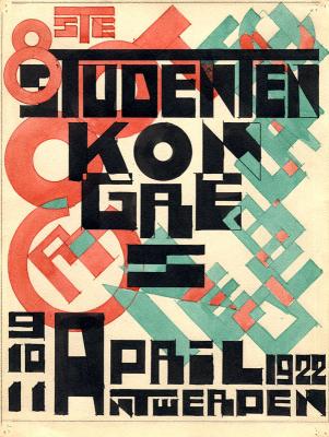 Poster design of the "8ste Groot Nederlandsch Studentenkongres" 