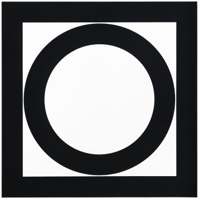 Circle in Square on White Background