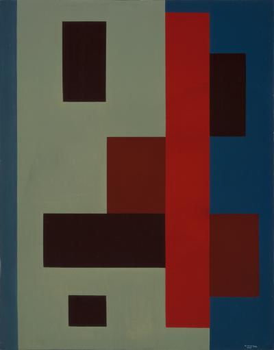 Abstract composition blue-red-green
