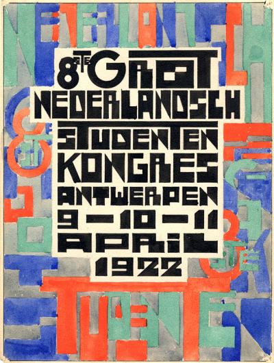 Affiche voor het "8ste Groot Nederlandsch Studentenkongres" 