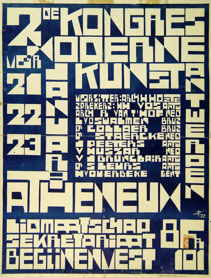 Jozef Peeters, Poster of the Kongres voor Moderne Kunst / Atheneum Antwerpen, House of Literature, Antwerp.